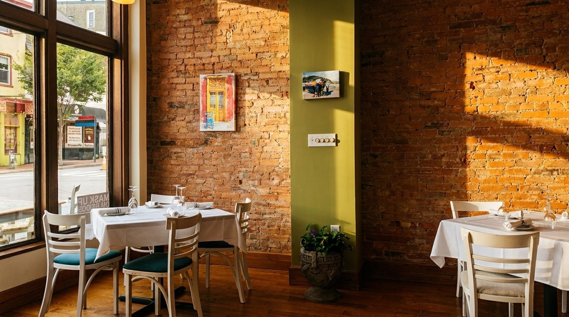 Brick Walls, Blue Cushions, BYOB